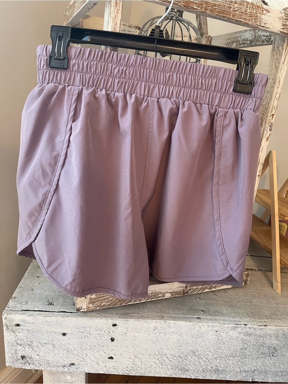 SHEIN Lilac Elastic-Waist Athletic Shorts